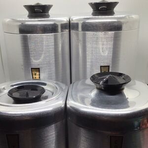 Vintage Kromex Set Of 4 MCM Spun Aluminum Canisters